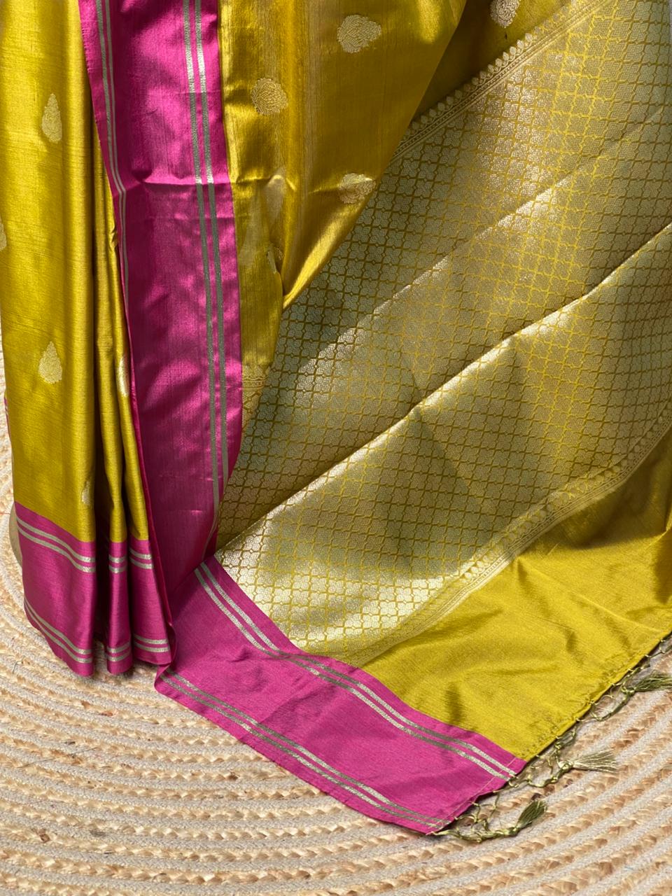 Olive Green and Purple banarasi silksaree - AISH13