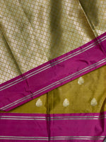 Olive Green and Purple banarasi silksaree - AISH13