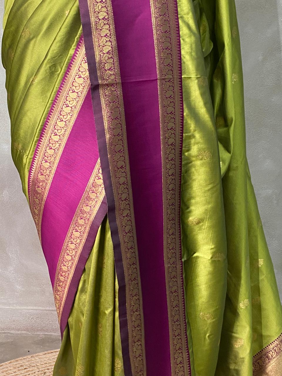 Olive Green and Purple Banarasi saree -BSP12