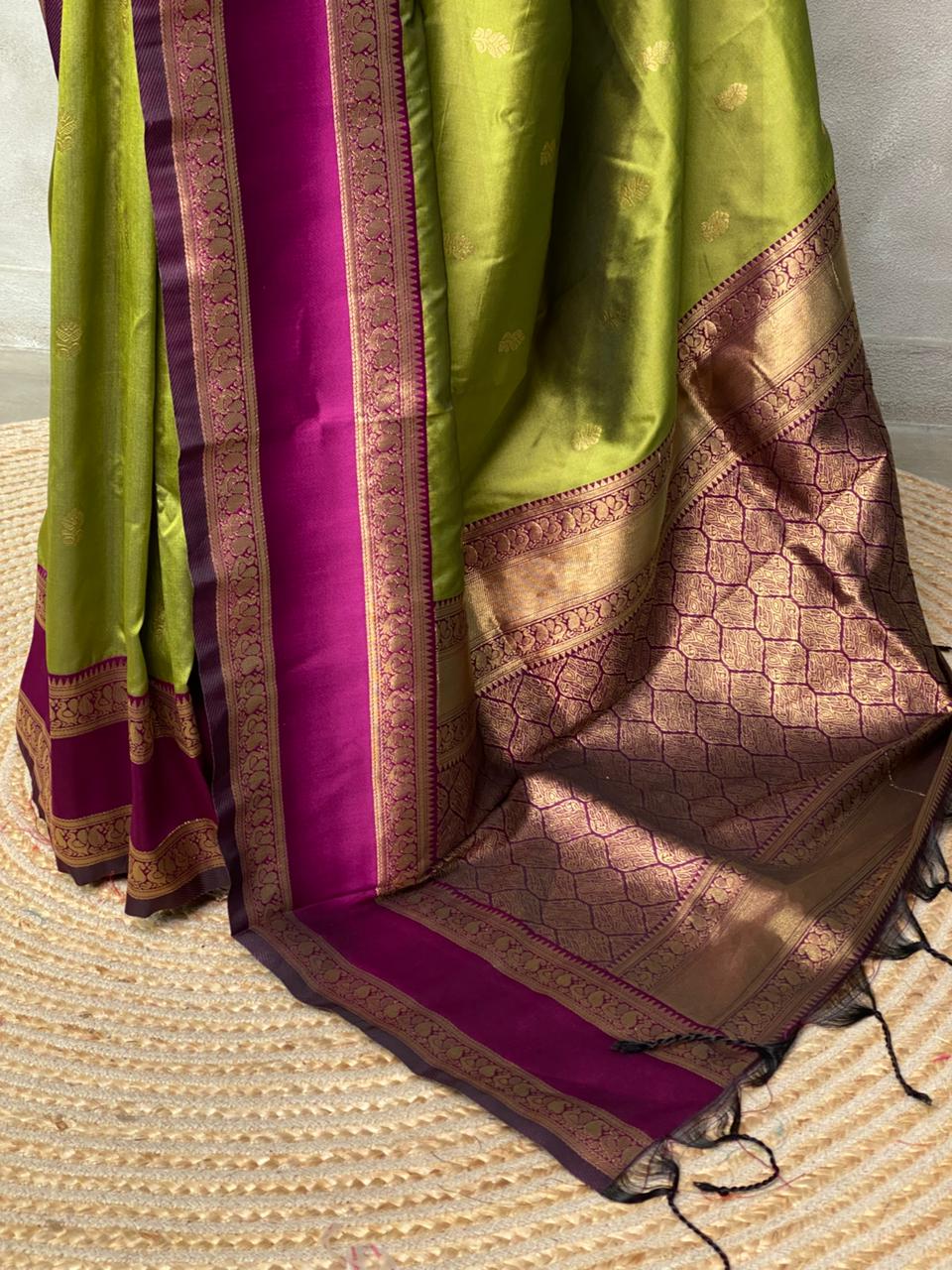 Olive Green and Purple Banarasi saree -BSP12