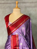Lavender and Maroon banarasi silksaree - AISH16