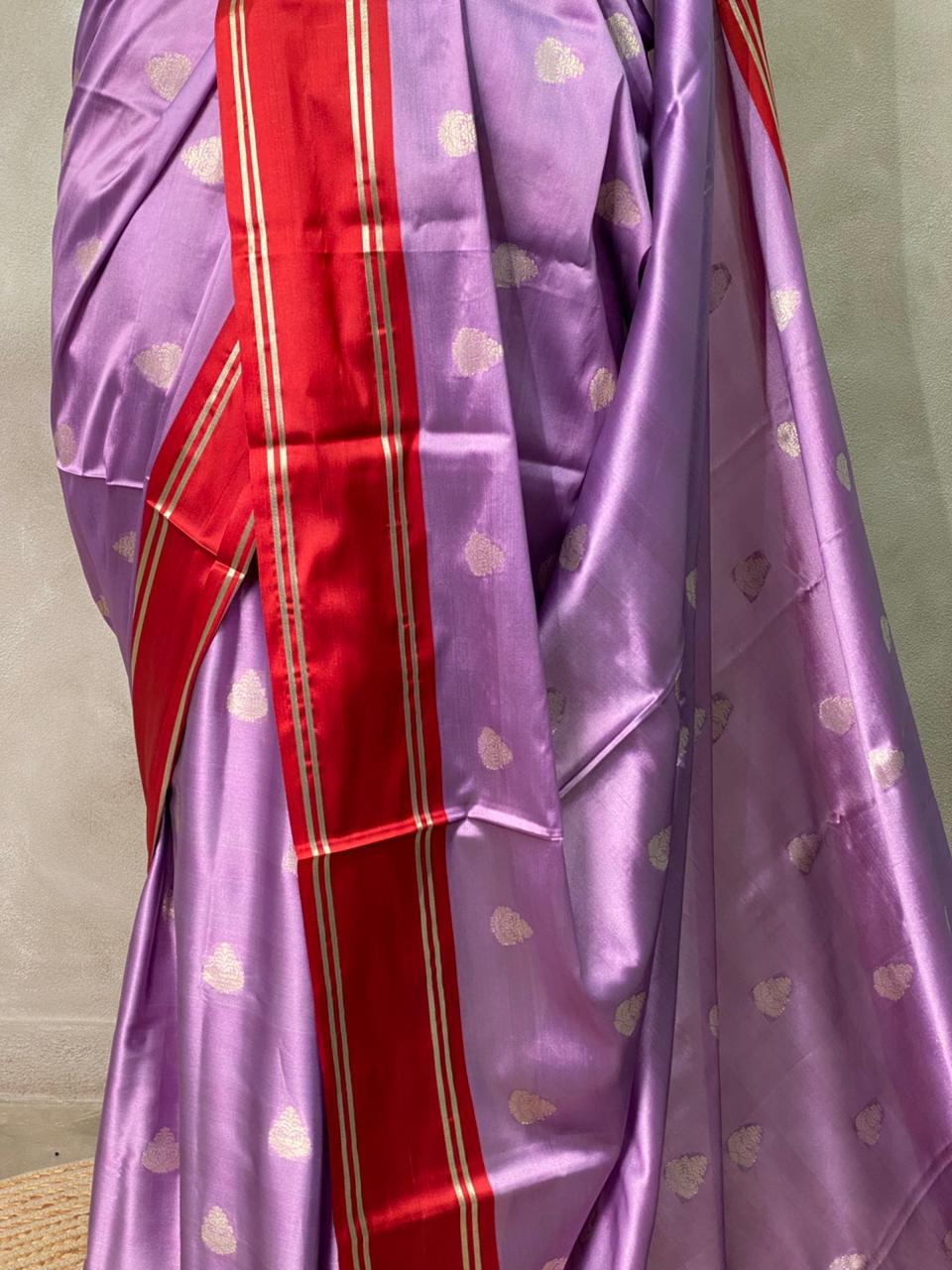 Lavender and Maroon banarasi silksaree - AISH16