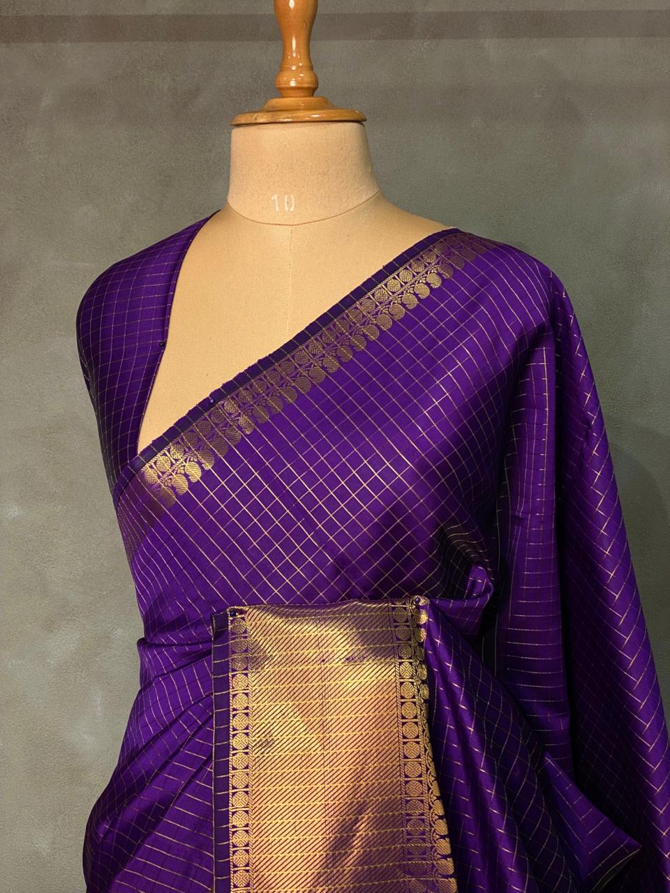 Violet banarasi silksaree - AISHCK4
