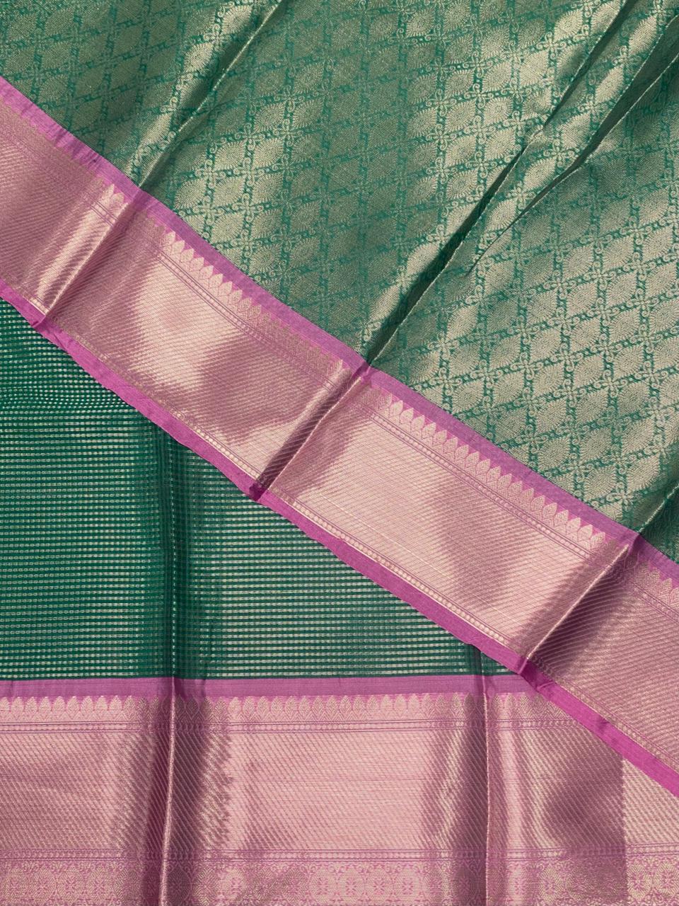 Green and Pink banarasi Chanderi Tissue silksaree - MPS24