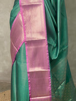 Green and Pink banarasi Chanderi Tissue silksaree - MPS24