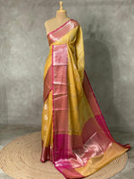 Yellow and magenta banarasi Chanderi Tissue silksaree - MPS28