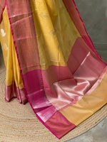 Yellow and magenta banarasi Chanderi Tissue silksaree - MPS28
