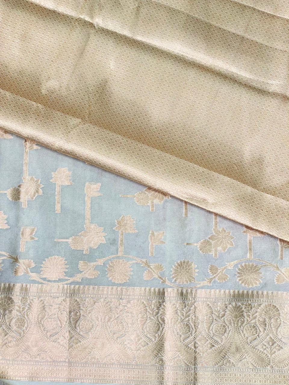 Off white and Gold Banarasi silksaree - MPS31B