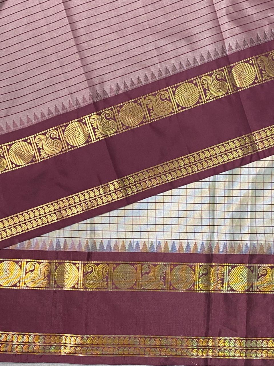 Beige and maroon silksaree - PIH1