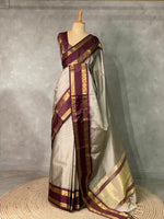 Beige and maroon silksaree - PIH1