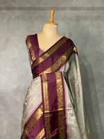 Beige and maroon silksaree - PIH1