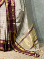 Beige and maroon silksaree - PIH1