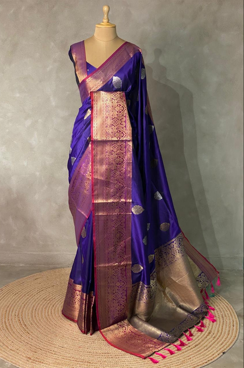 Blue and Purple Banarasi saree -BSP3C
