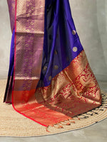 Blue and maroon Banarasi saree -BSP3D