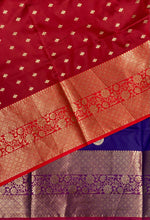Blue and maroon Banarasi saree -BSP3D