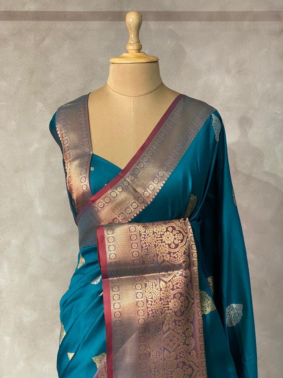 Peacock Blue Banarasi saree -BSP3F