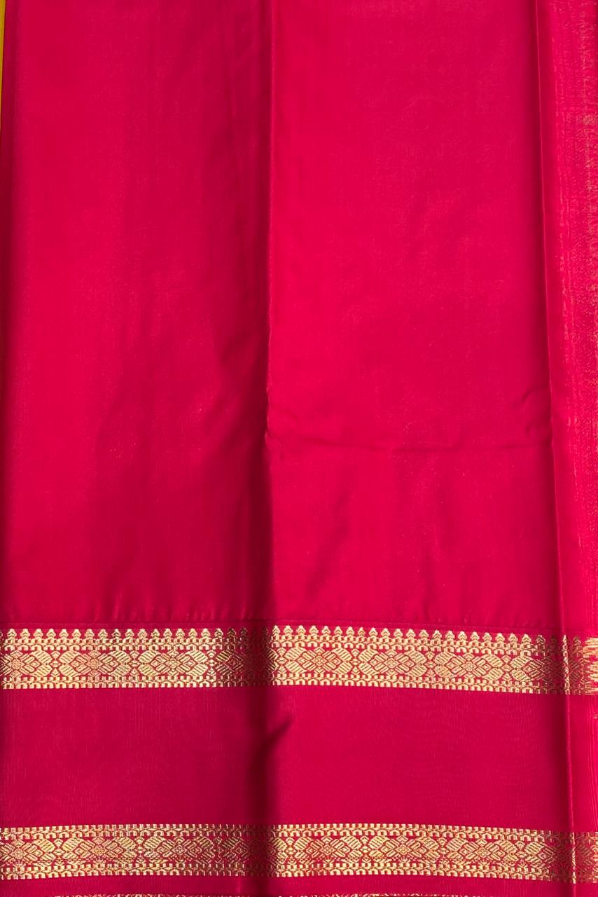 Yellow and Magenta silk saree- PSSR196
