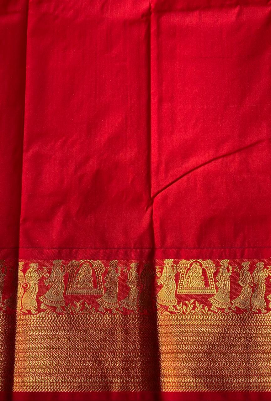 Yellow and Red silk saree- PSSR197