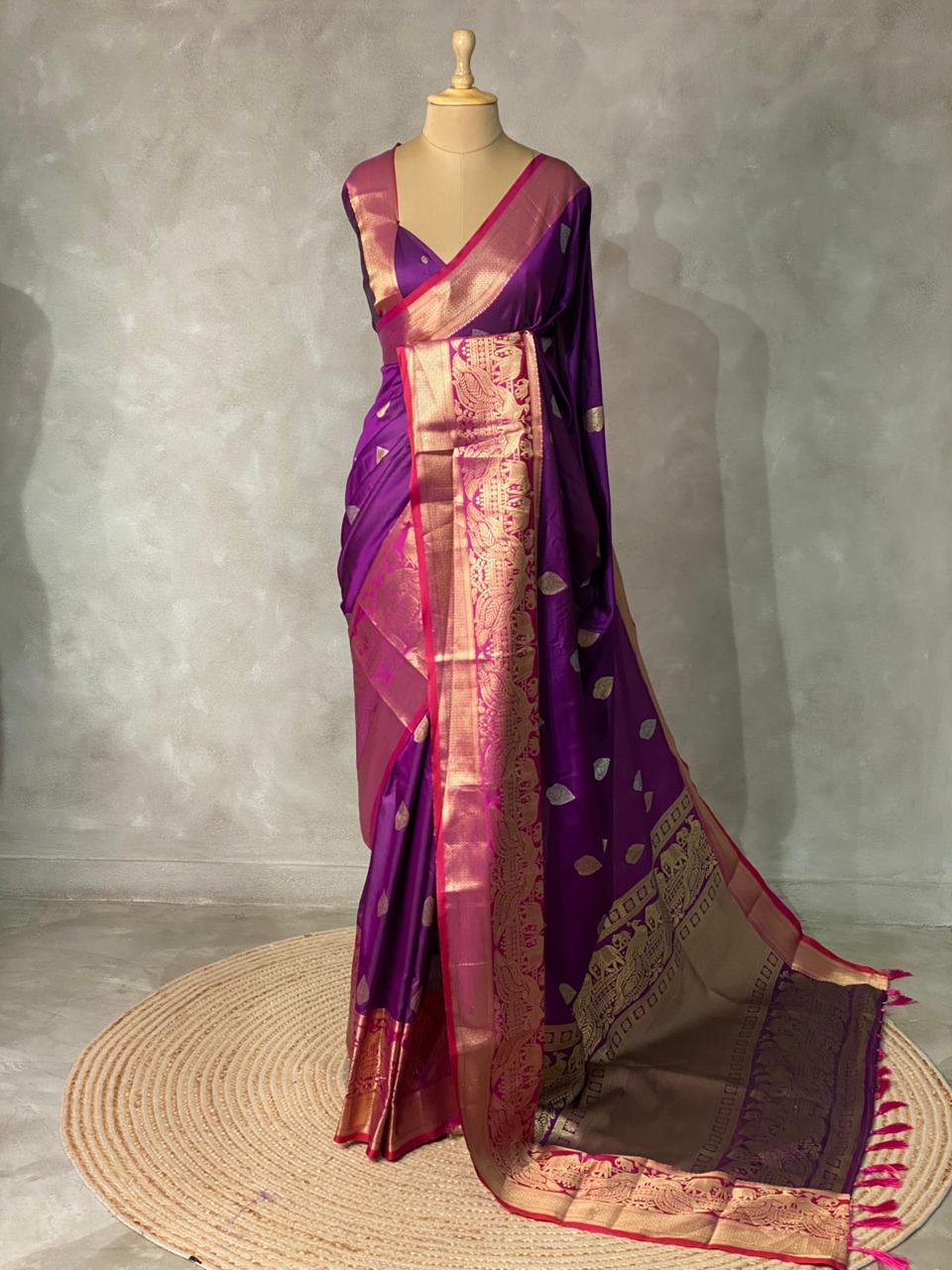 Wine Banarasi saree -BSP3G