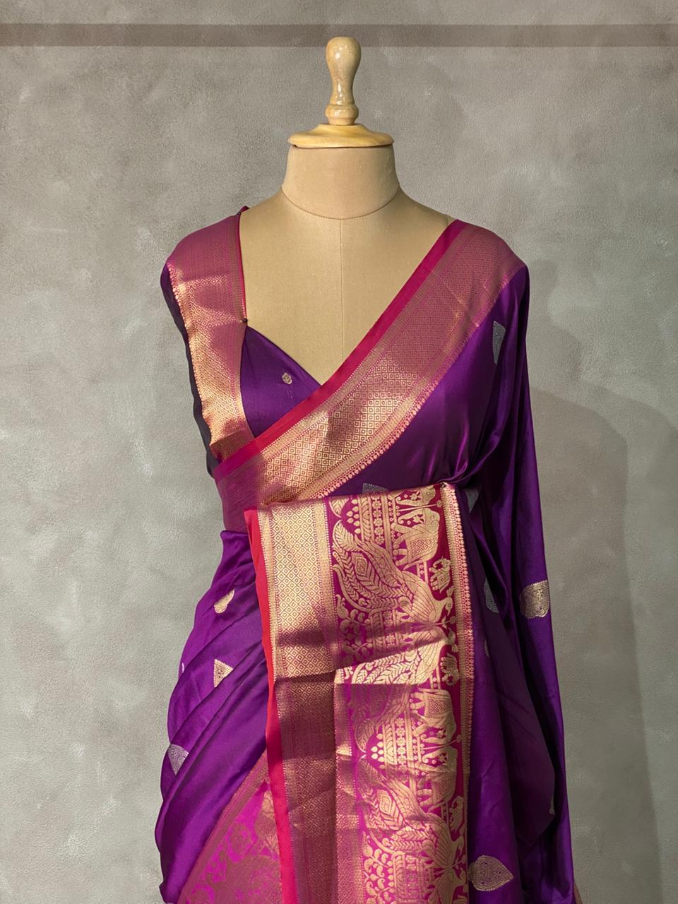 Wine Banarasi saree -BSP3G