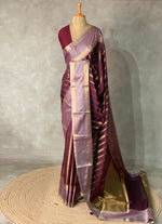 Dark purple and lavender semi Banarasi saree -PIH13A