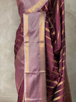 Dark purple and lavender semi Banarasi saree -PIH13A