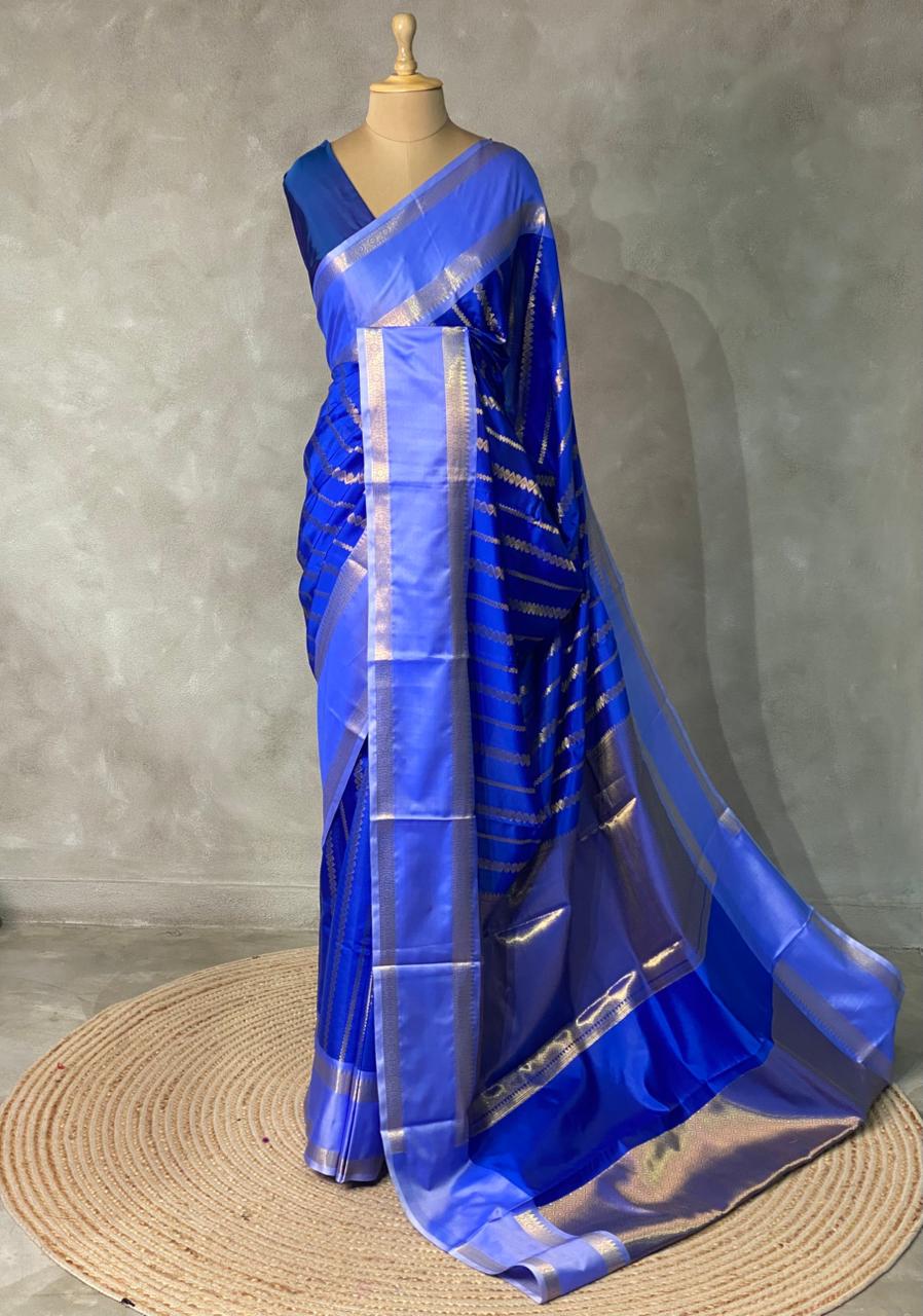 Blue semi Banarasi saree -PIH13B