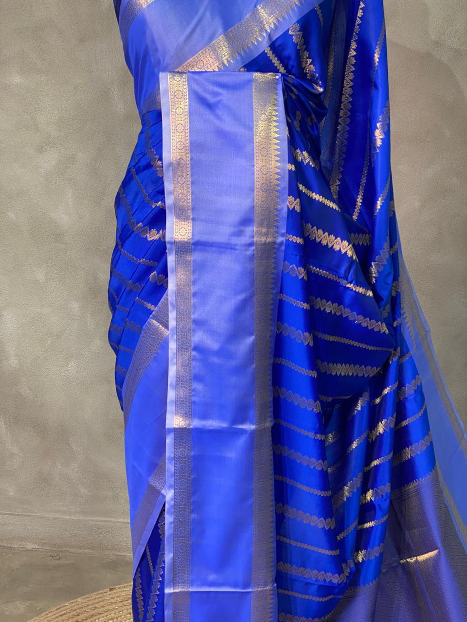 Blue semi Banarasi saree -PIH13B