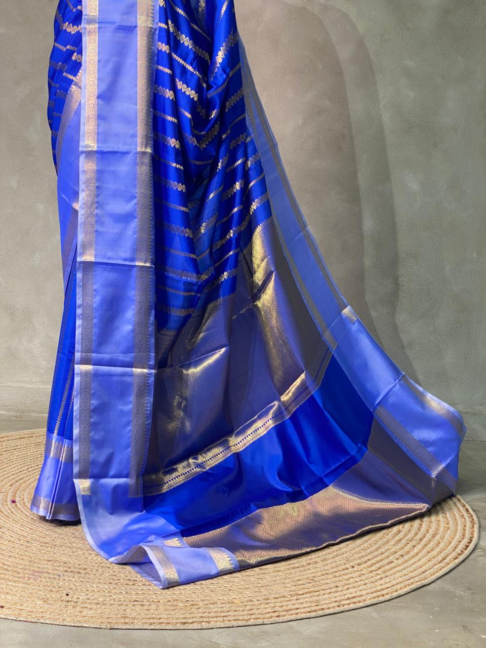 Blue semi Banarasi saree -PIH13B