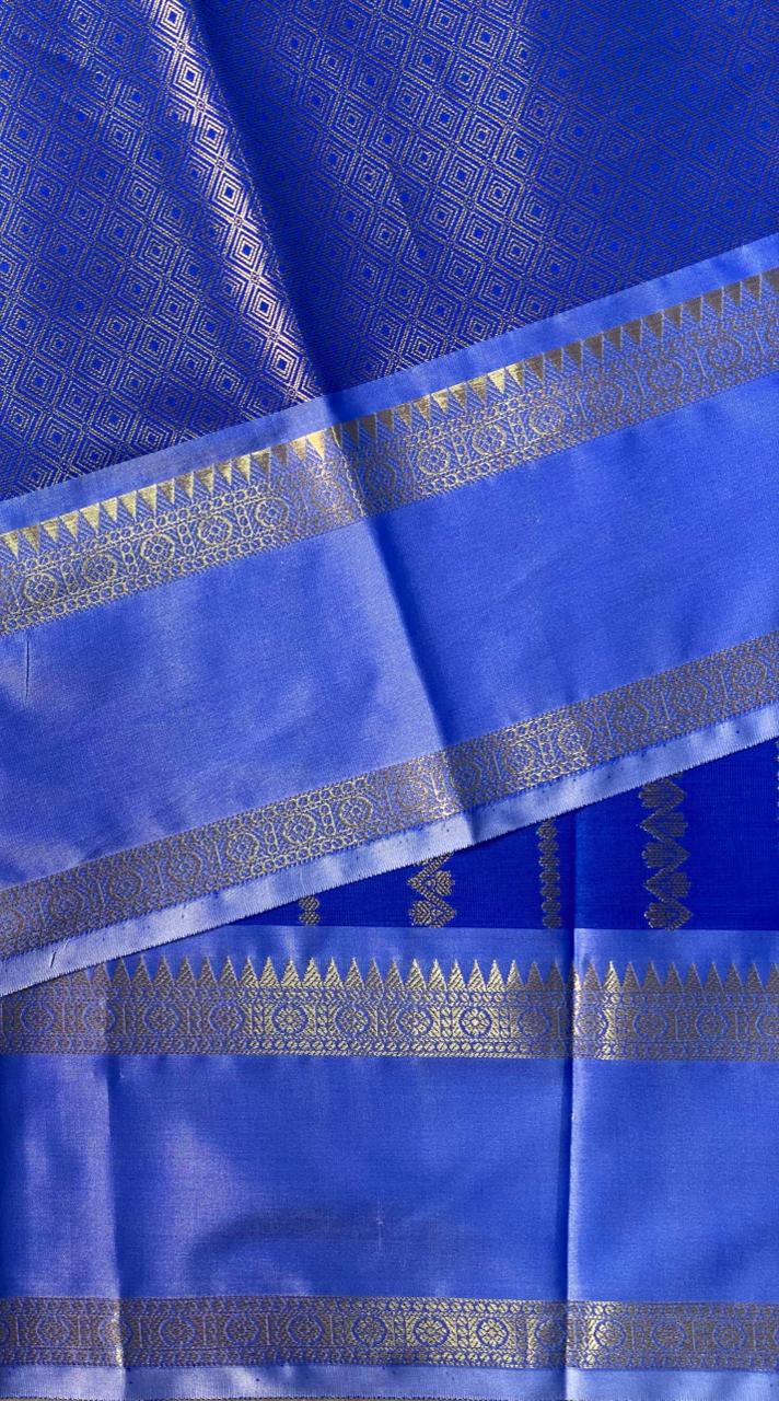 Blue semi Banarasi saree -PIH13B