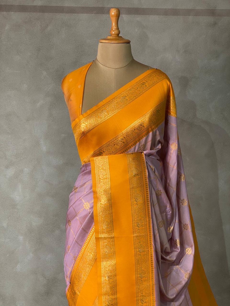 Lavender and Yellow Banarasi saree -BSP14