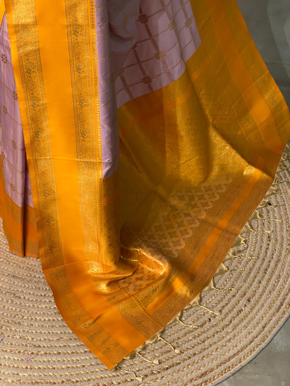 Lavender and Yellow Banarasi saree -BSP14