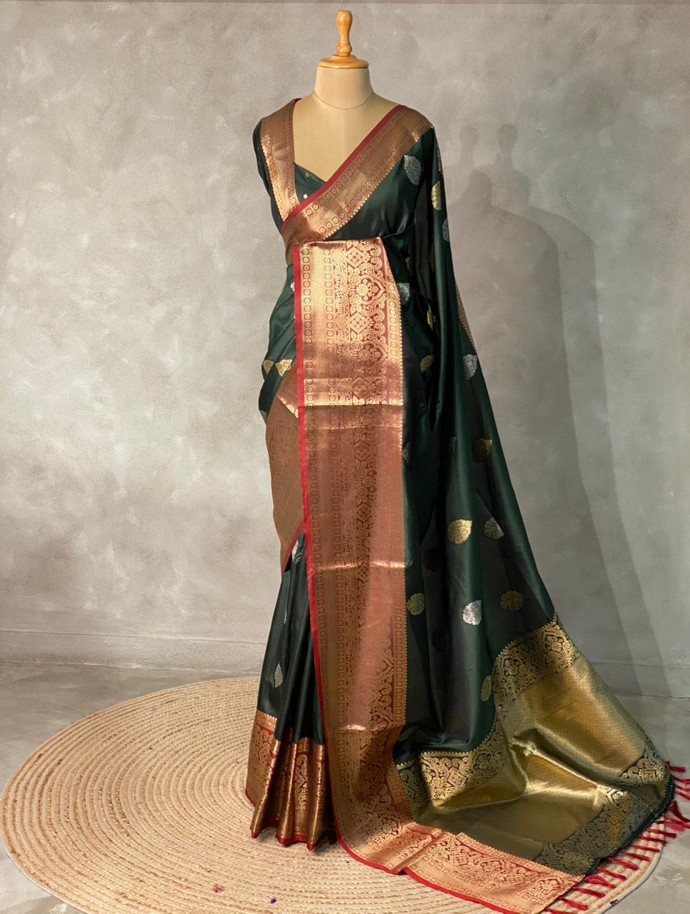 Green Banarasi saree -BSP3I