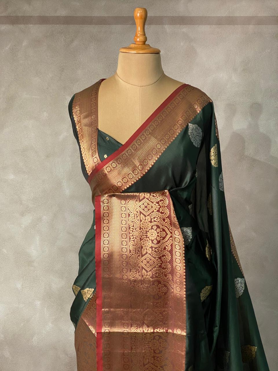 Green Banarasi saree -BSP3I