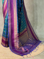Peacock blue and Purple Banarasi saree -BSP16