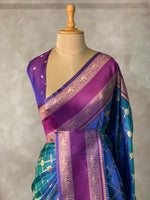 Peacock blue and Purple Banarasi saree -BSP16