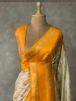 Sandal and Yellow Banarasi saree -BSP17