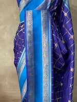 Navy blue and light blue Banarasi saree -BSP18