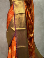 Rust Orange and Deep maroon semi Banarasi saree -PIH7
