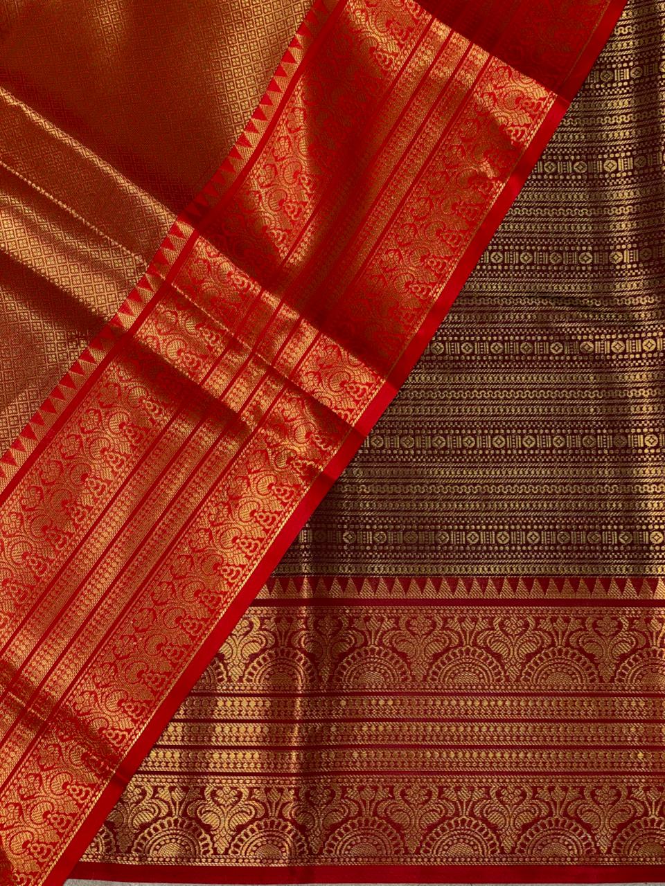 Maroon and brown semi Banarasi saree -PIH10