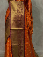 Rust orange and brown semi Banarasi saree -PIH11R