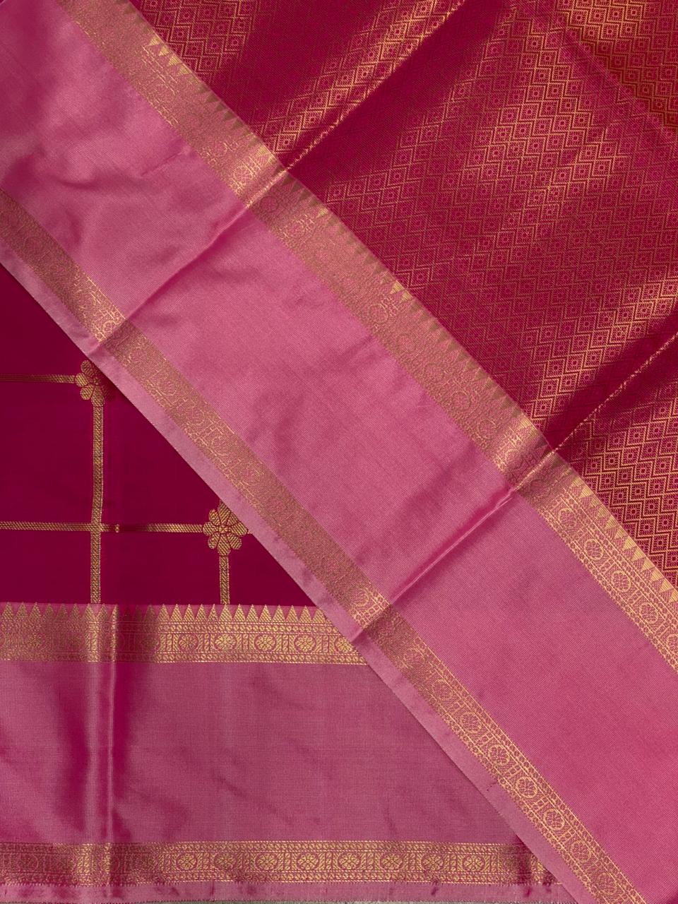 Magenta and Pink semi Banarasi saree -PIH13C