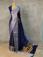 Navy Blue semi Banarasi saree -PIH13D