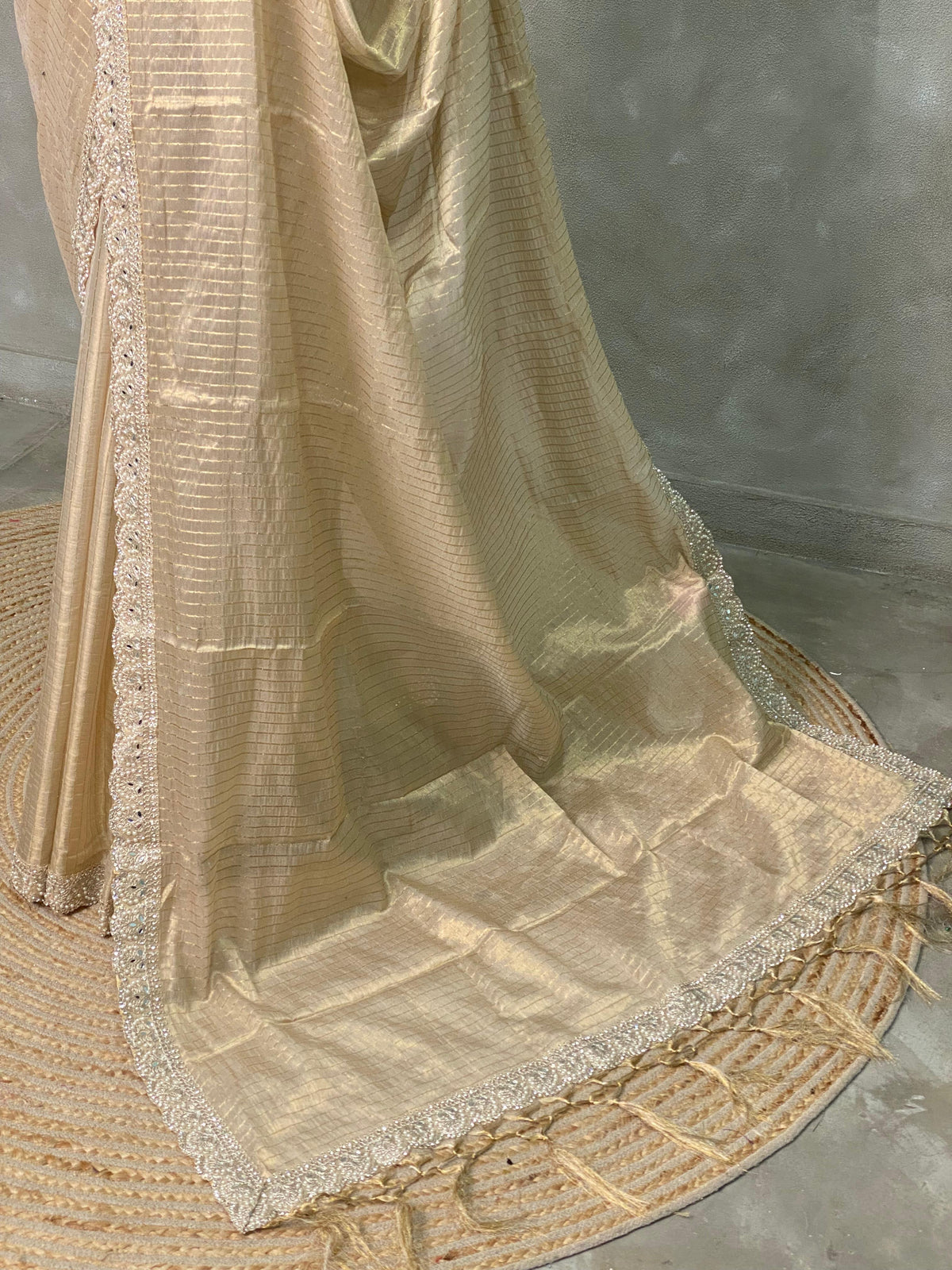 Light Gold Tissue Banarasi silk saree- MPS31
