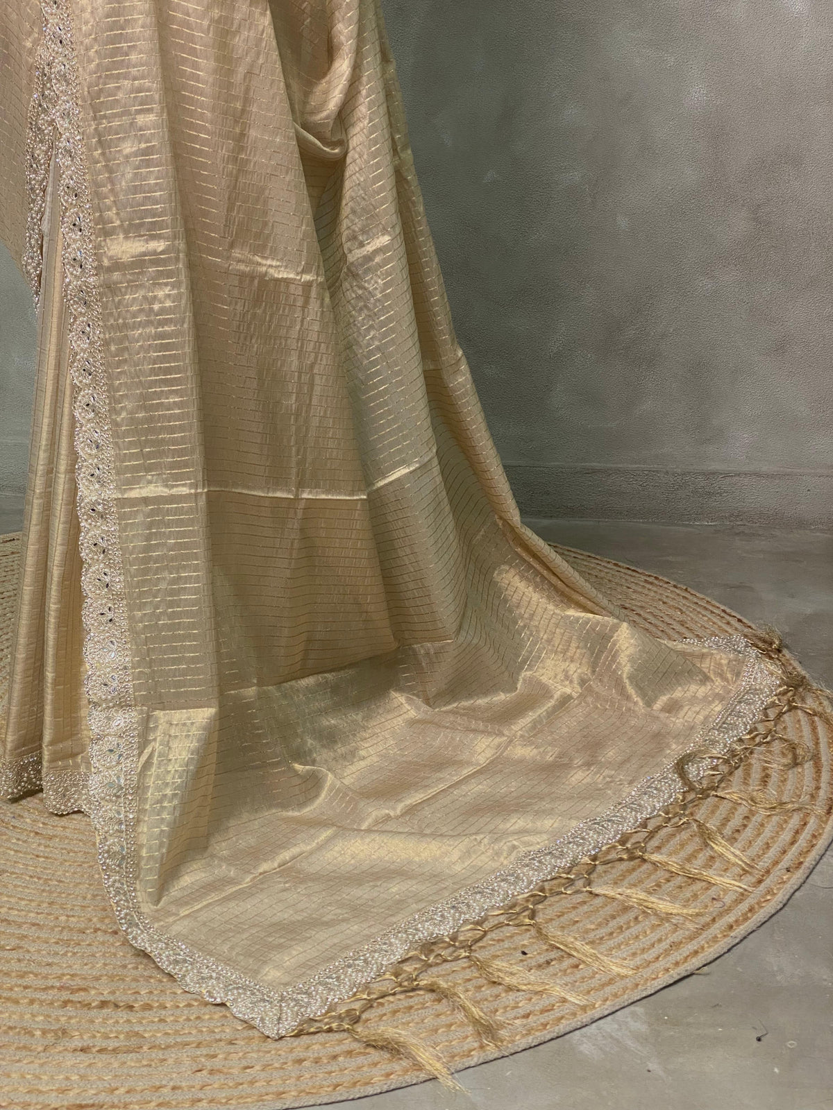 Light Gold Tissue Banarasi silk saree- MPS31A