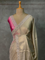 Light Gold Tissue Banarasi silk saree- MPS31A