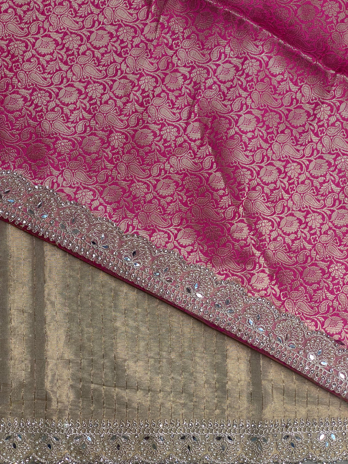 Light Gold Tissue Banarasi silk saree- MPS31A