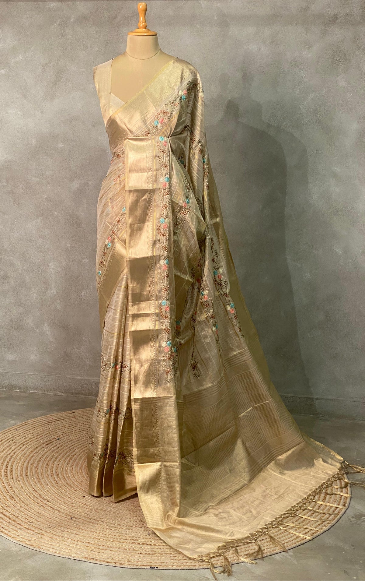 Light Gold Tissue Banarasi silk saree- MPS30