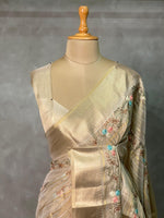 Light Gold Tissue Banarasi silk saree- MPS30