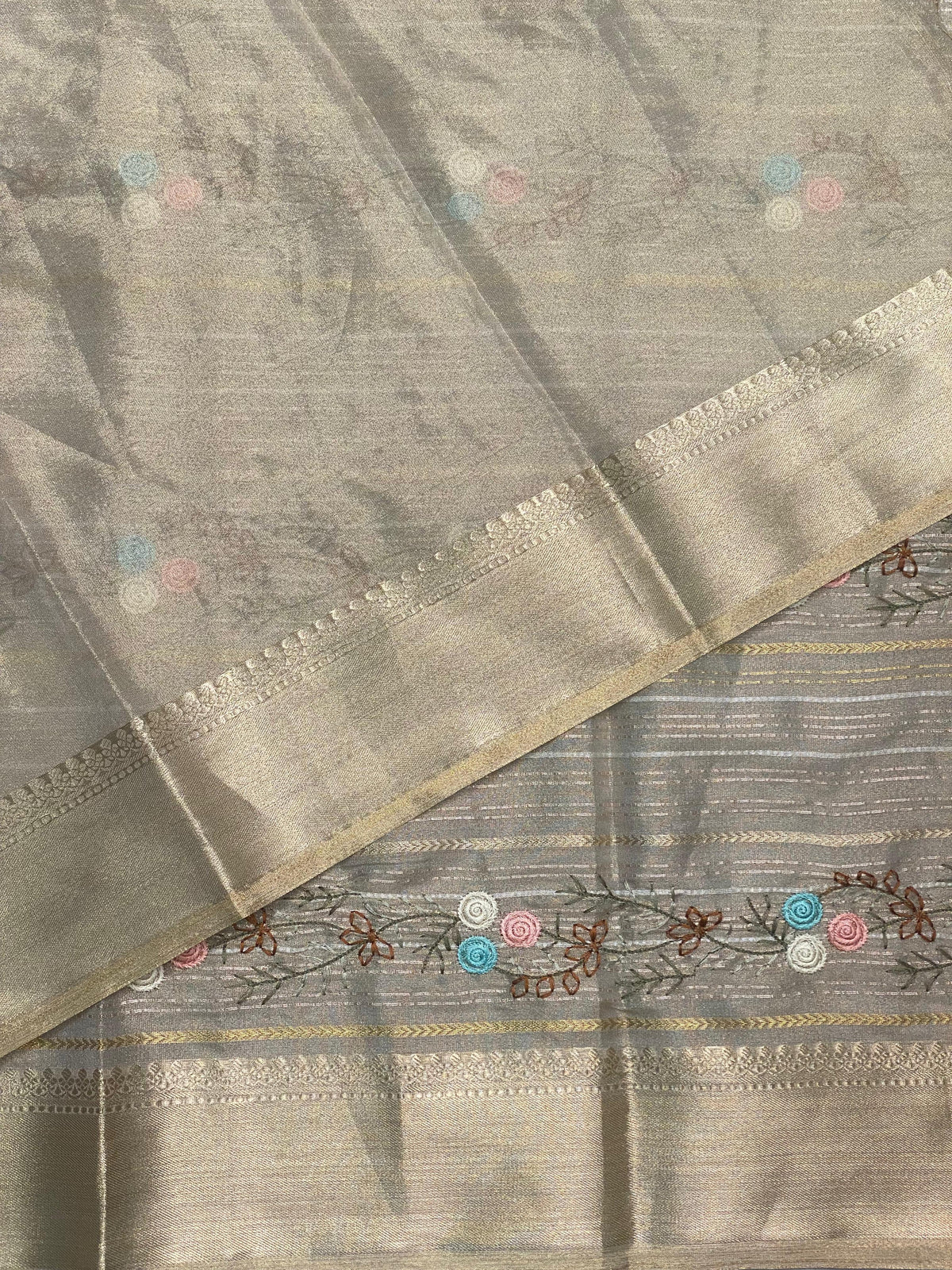 Light Gold Tissue Banarasi silk saree- MPS30